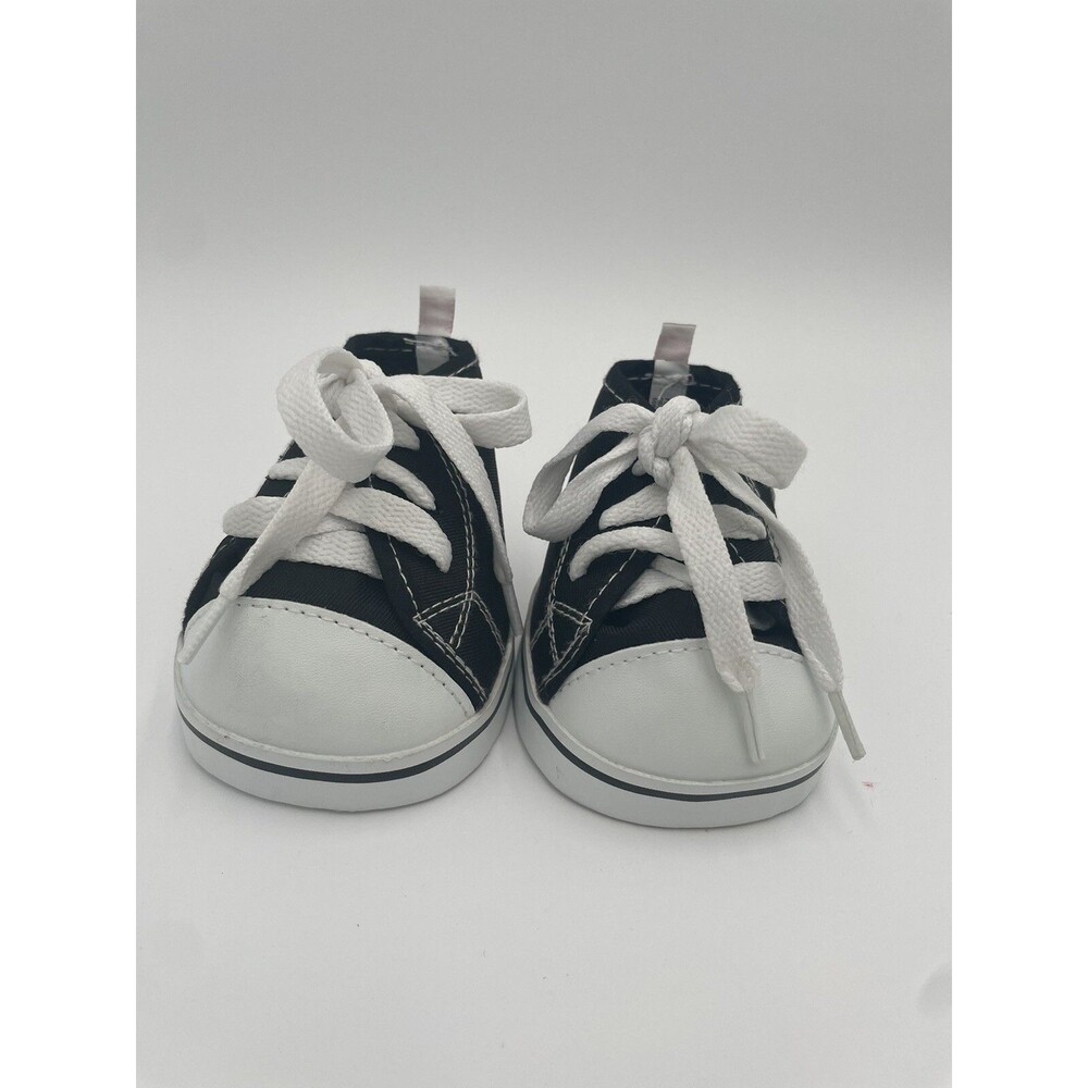 Build A Bear High Top Black Converse Tennis Shoes Plush Doll Shoe Laces Toy BABW